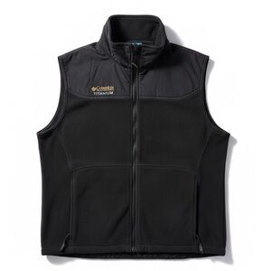 Columbia Titanium Fleece Vest Black Full Zip Outdoor Hiking Cozy Warm Travel L